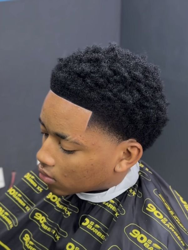 Taper Fade Afro with Line Up