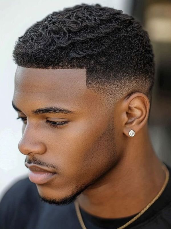 Taper Fade Afro with Waves