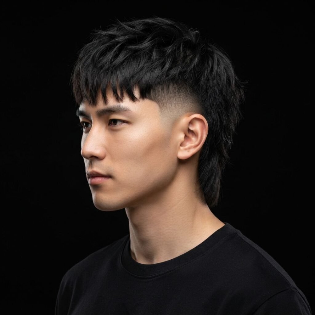 Asian Burst Fade Mullet