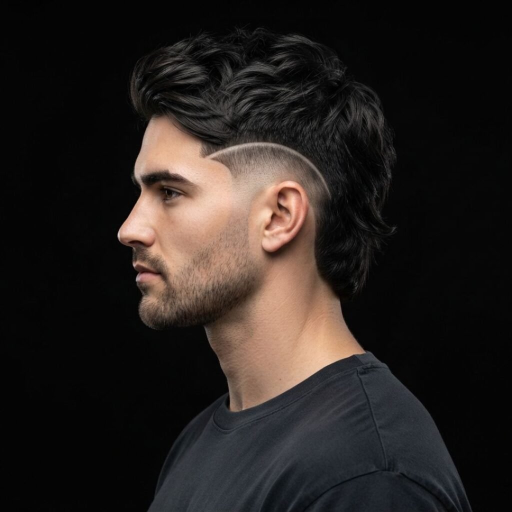 Burst Fade Mullet With Line