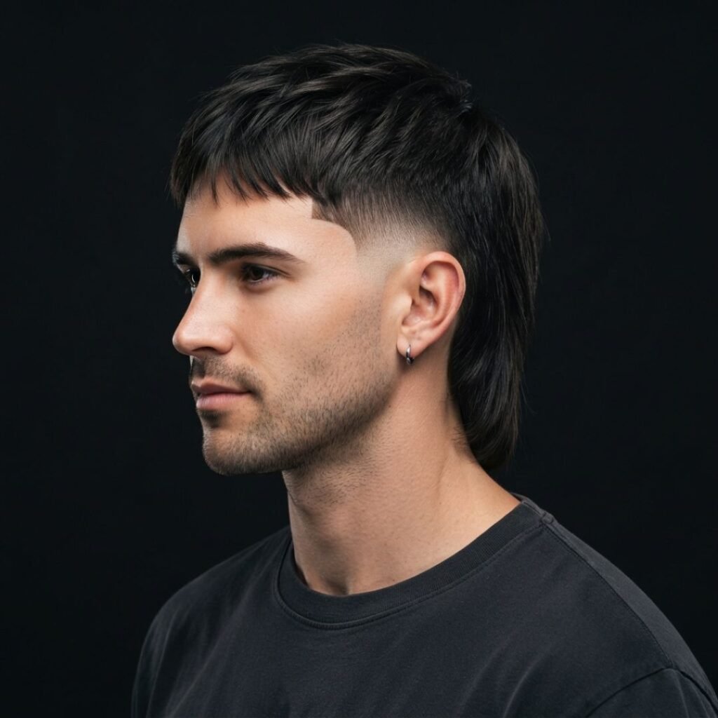 Burst Fade Mullet for Straight Hair