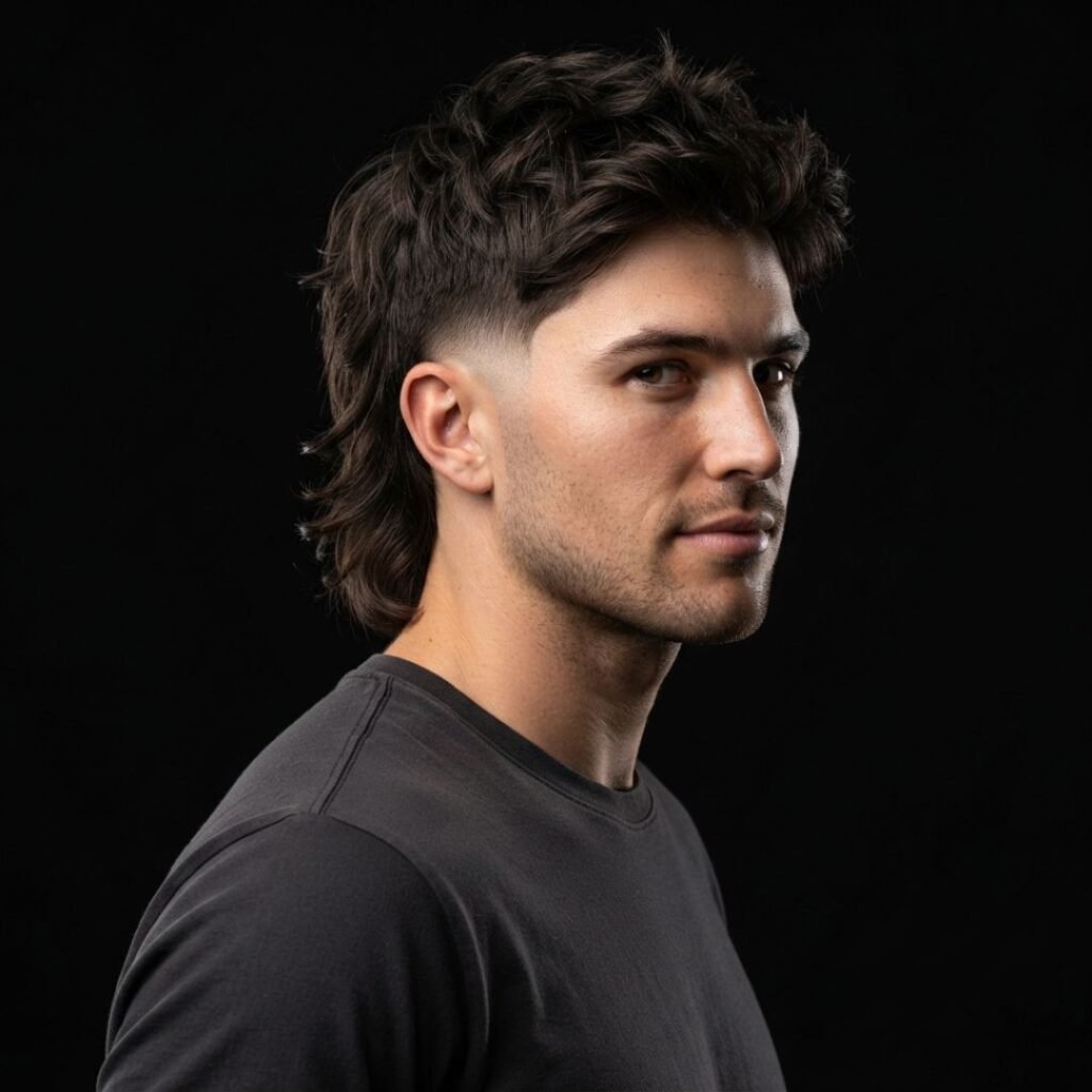 Burst Fade Mullet for Thick Hair
