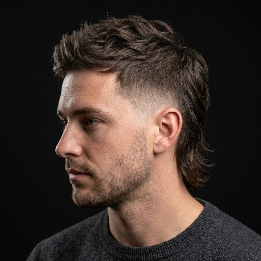 Burst Fade Mullet for Thin Hair