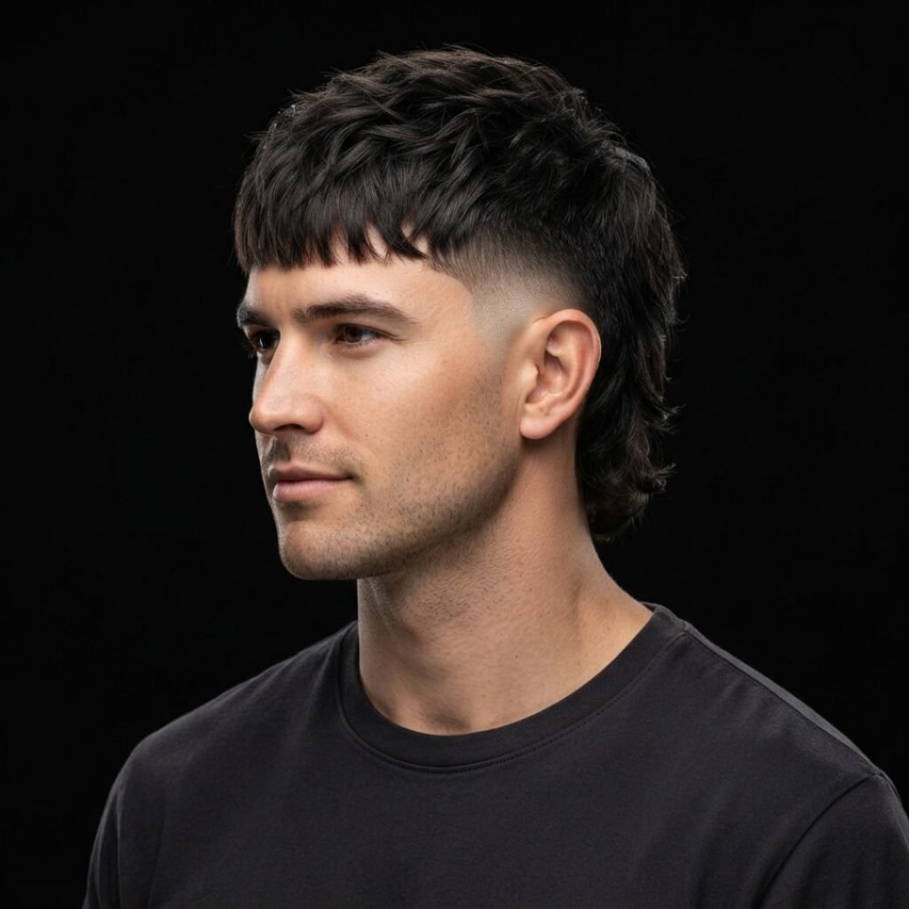 Burst Fade Mullet with Fringe