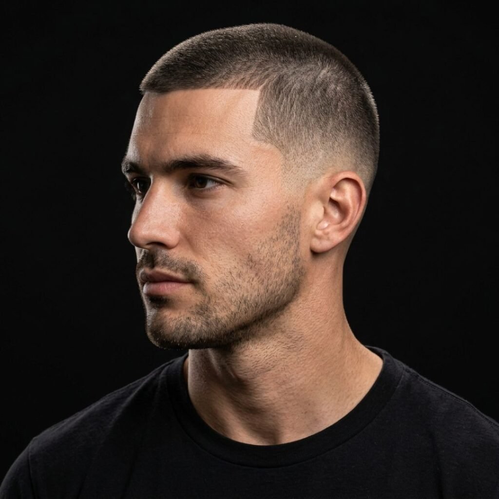 Clean Look_ 16 Guard Buzz Cut with Taper Fade