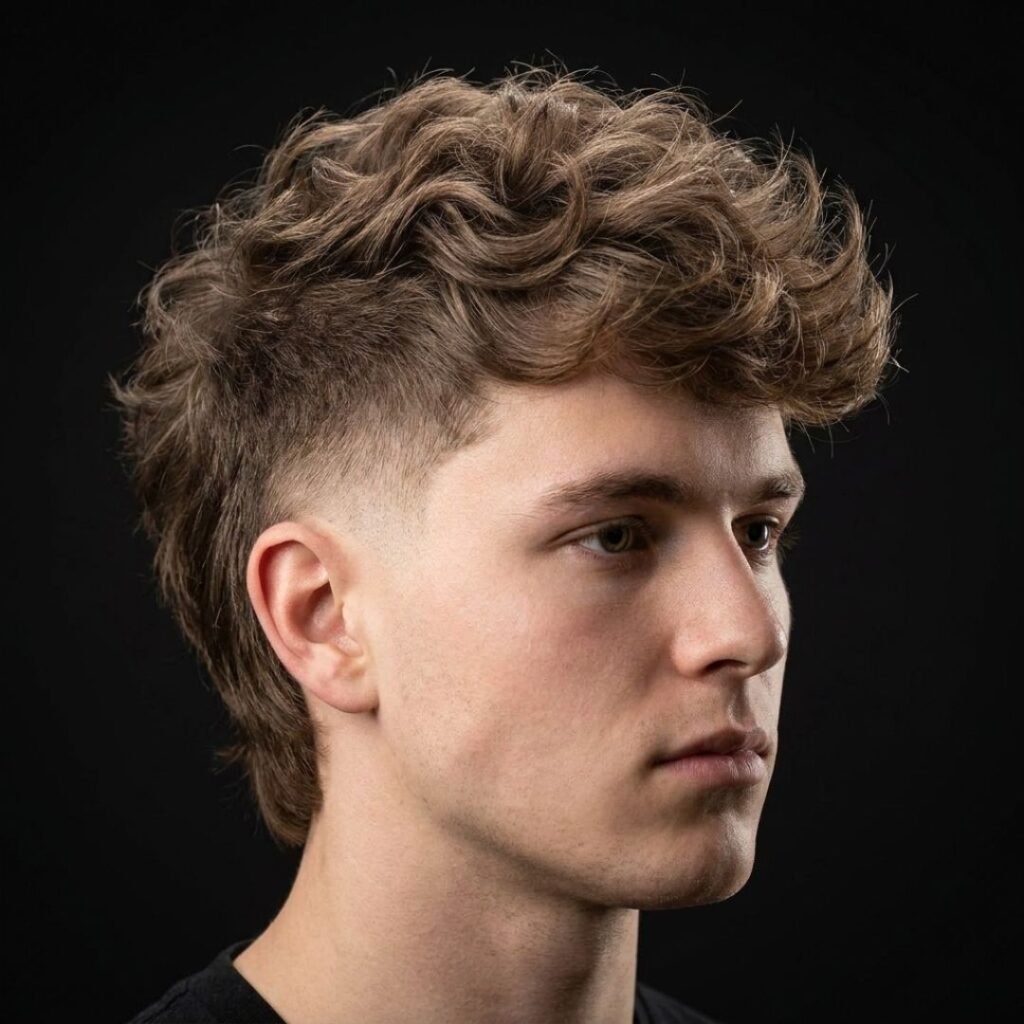Fluffy Burst Fade Mullet