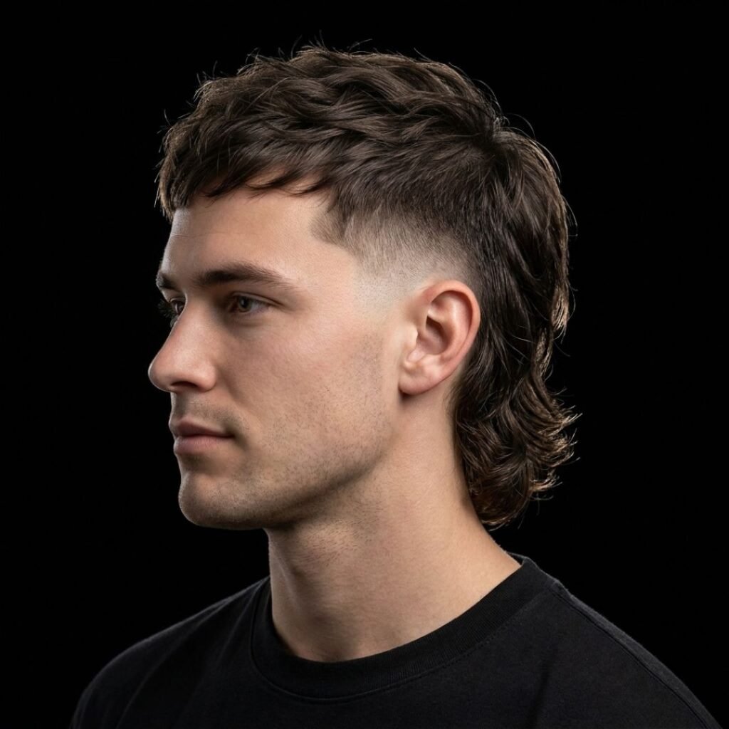Long Burst Fade Mullet