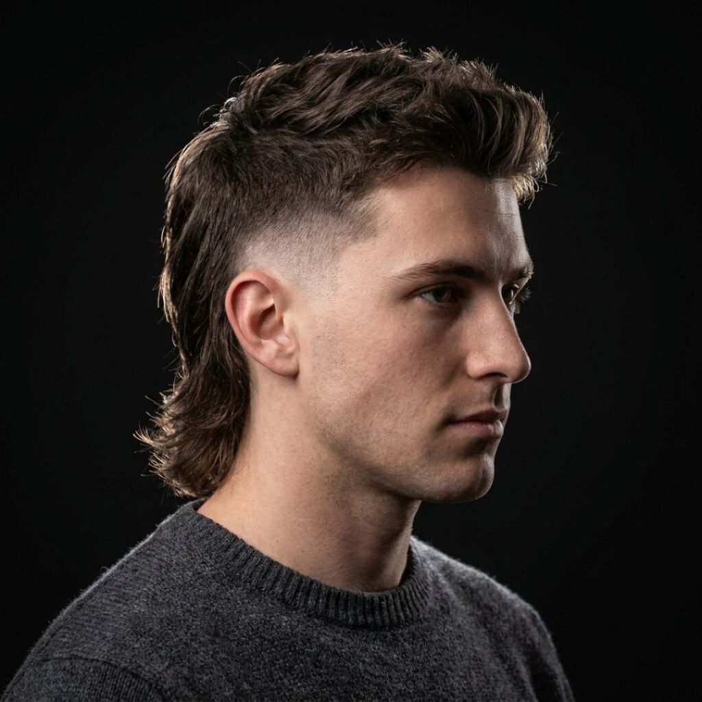 Taper Burst Fade Mullet
