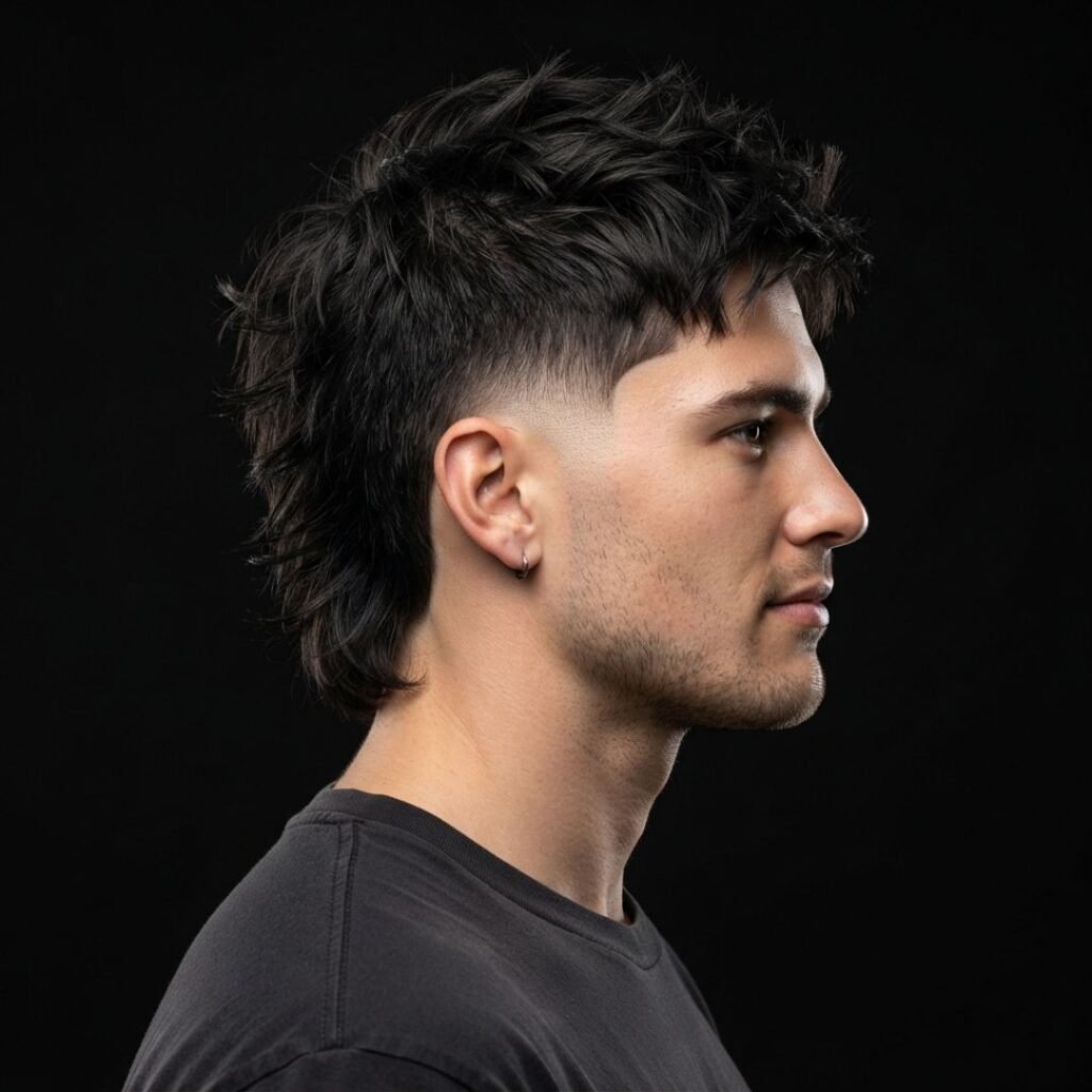 Textured Burst Fade Mullet